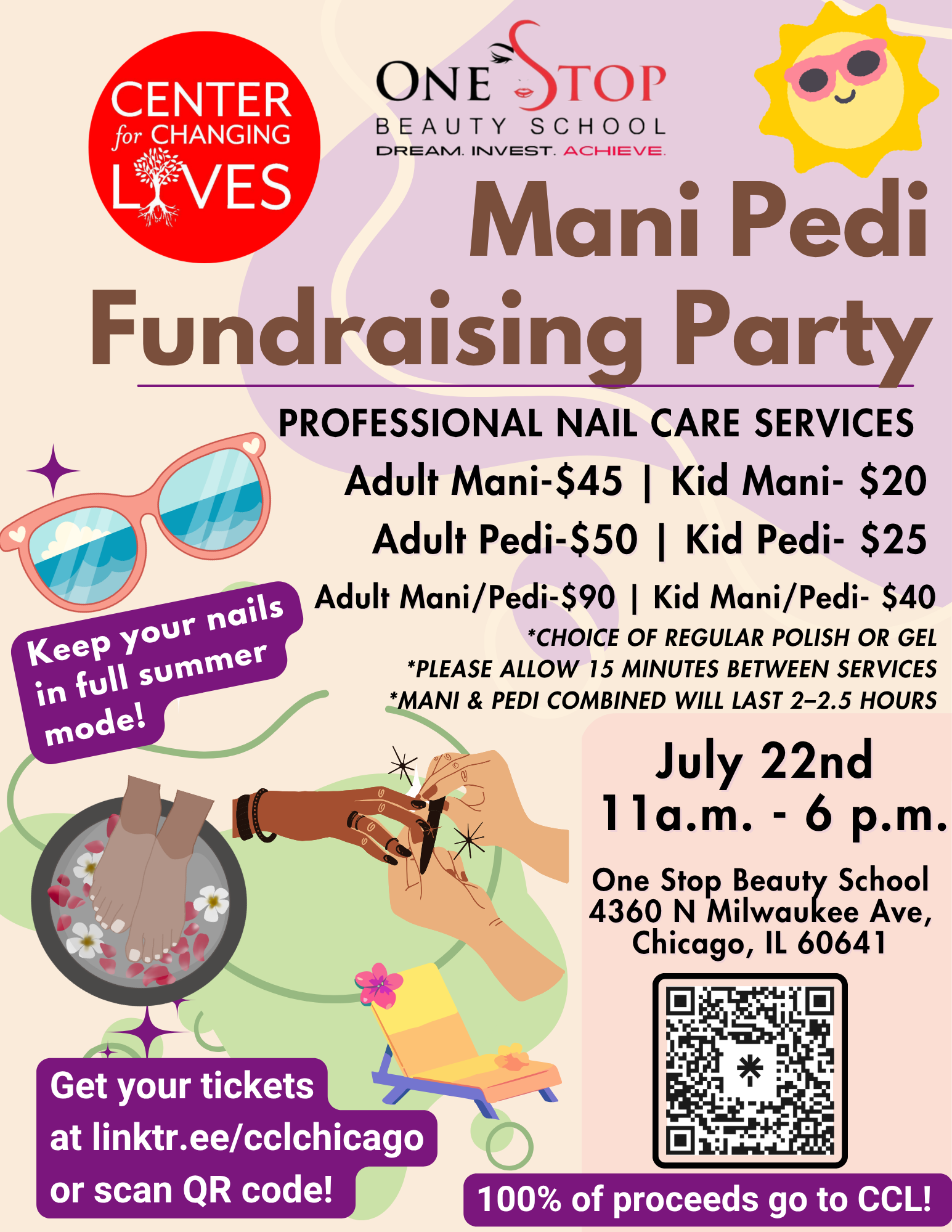 Mani-Pedi Fundraising Party at One Stop Beauty School 