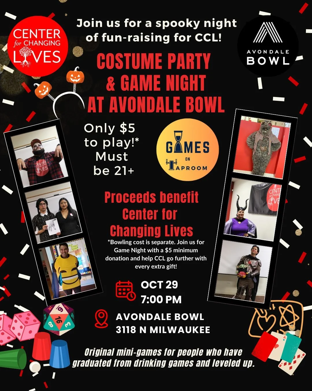 🎃👻 Spooky season is here! 
We cannot wait to have you join our Costume Party &amp; Game Night at Avondale Bowl happening Thursday, October 29th! 🎲🎯

Join us for a night of costumes, fun, friendly competition, and community support!
📍 @avondalebo