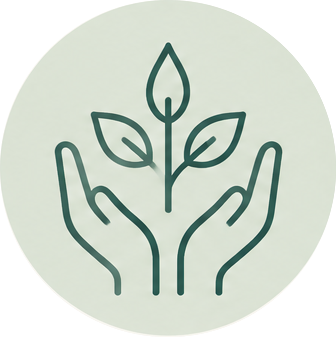 Hands supporting a growing plant
