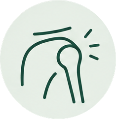 Illustration representing shoulder, hip and knee pain