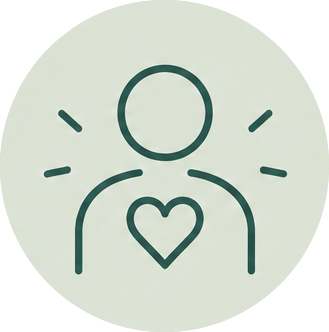 Person with heart symbol representing wellbeing