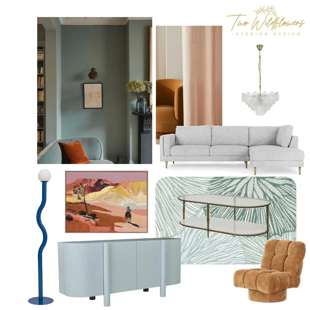 A living room concept layered with softness, colour and character.

Muted sage tones, warm rust accents, sculptural forms and rich texture come together to create a space that feels elevated yet inviting. Thoughtfully curated pieces that balance comf