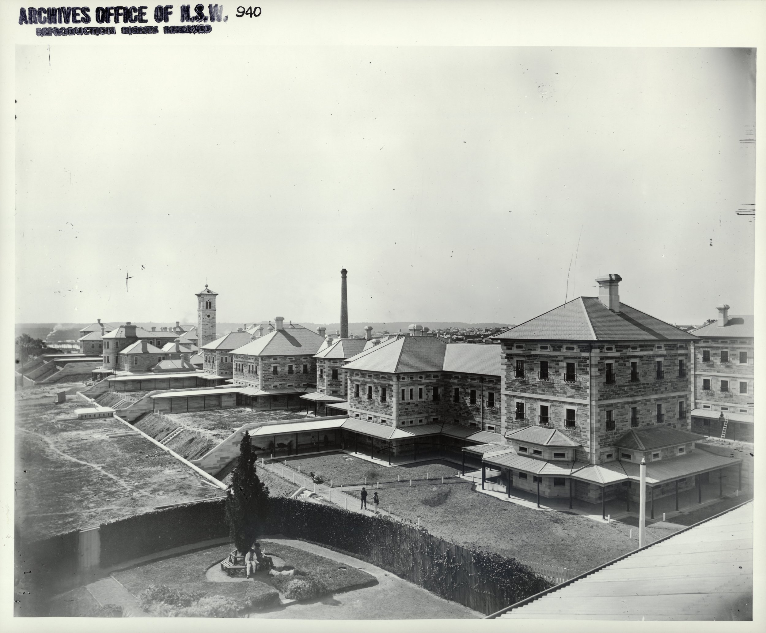 The back of Kirkbride Complex and its courtyards (Callan Park Hospital for the Insane) circa 1883