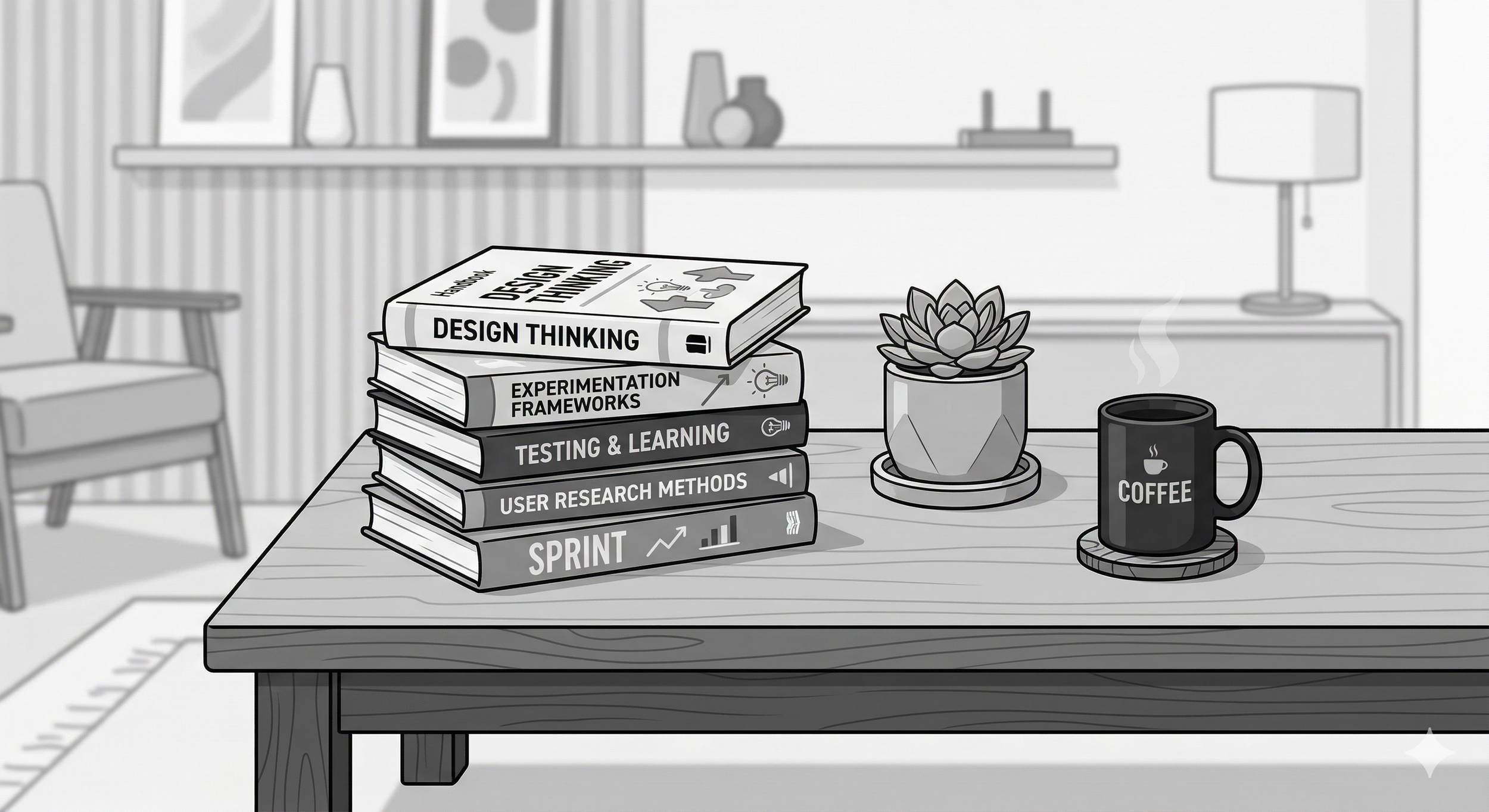 Books on coffee table