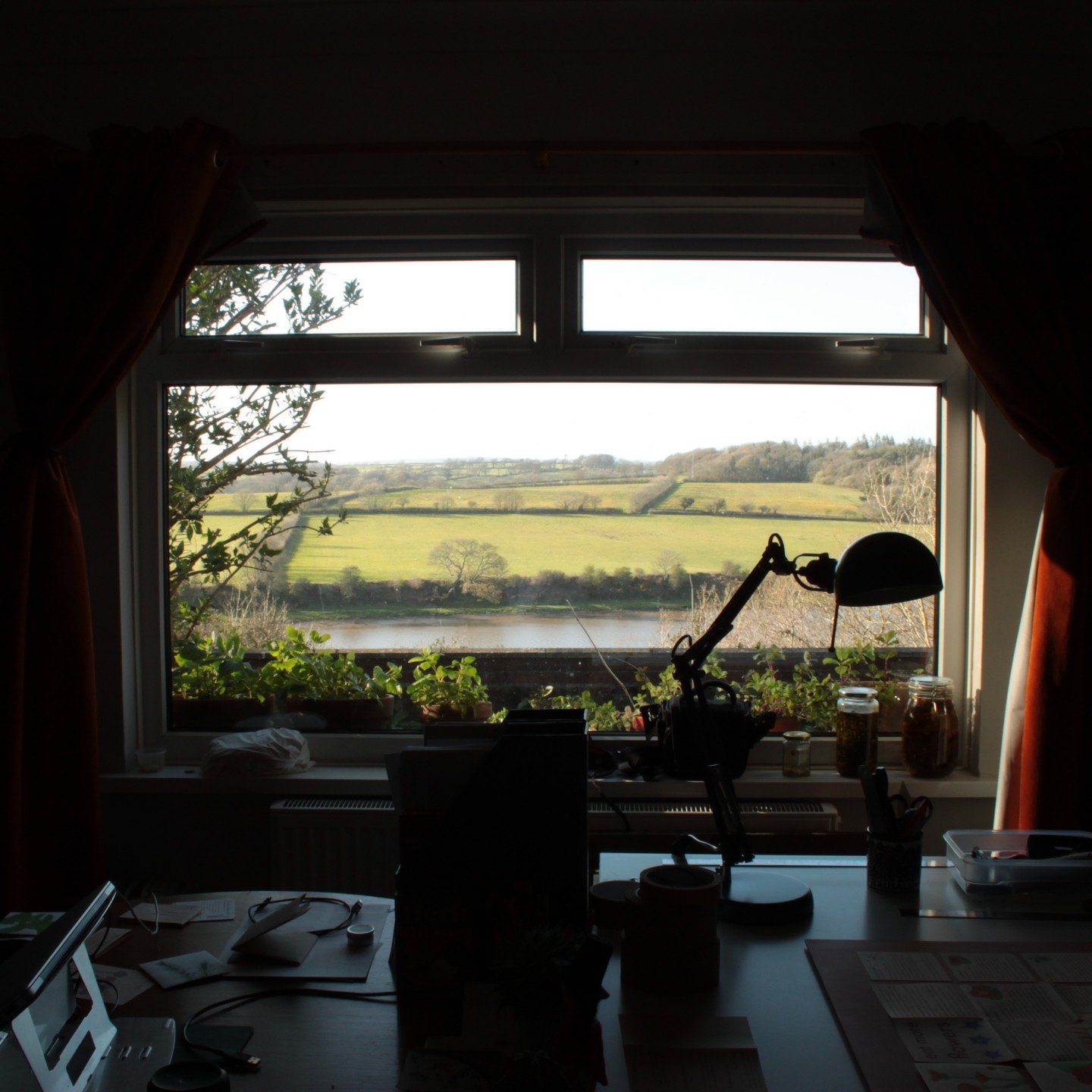 I'm very lucky to have this view of the Cleddau river from my studio, and lemon balm and peppermint plants on the windowsill which I harvest for tea 💚

#cleddauriver #pembrokeshire #westwales #lemonbalm #peppermint #workspace #studiospace #workshop 