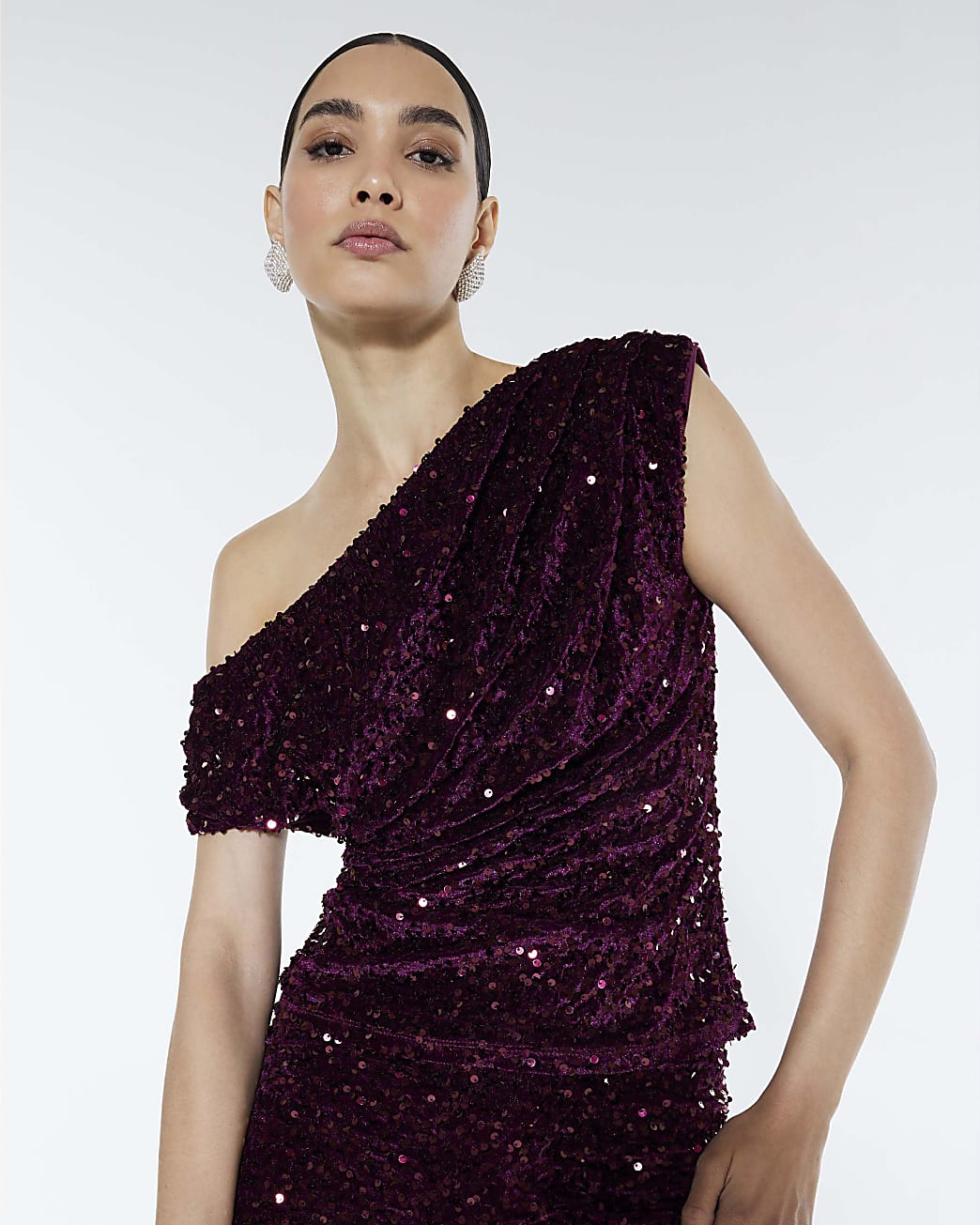 Velvet Sleeveless Sequin Drape Top