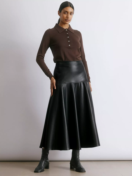 Albaray Faux Leather Basque Skirt