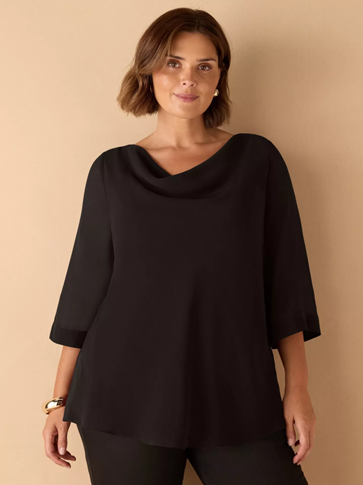 Live Unlimited Curve Cowl Neck Overlay Top