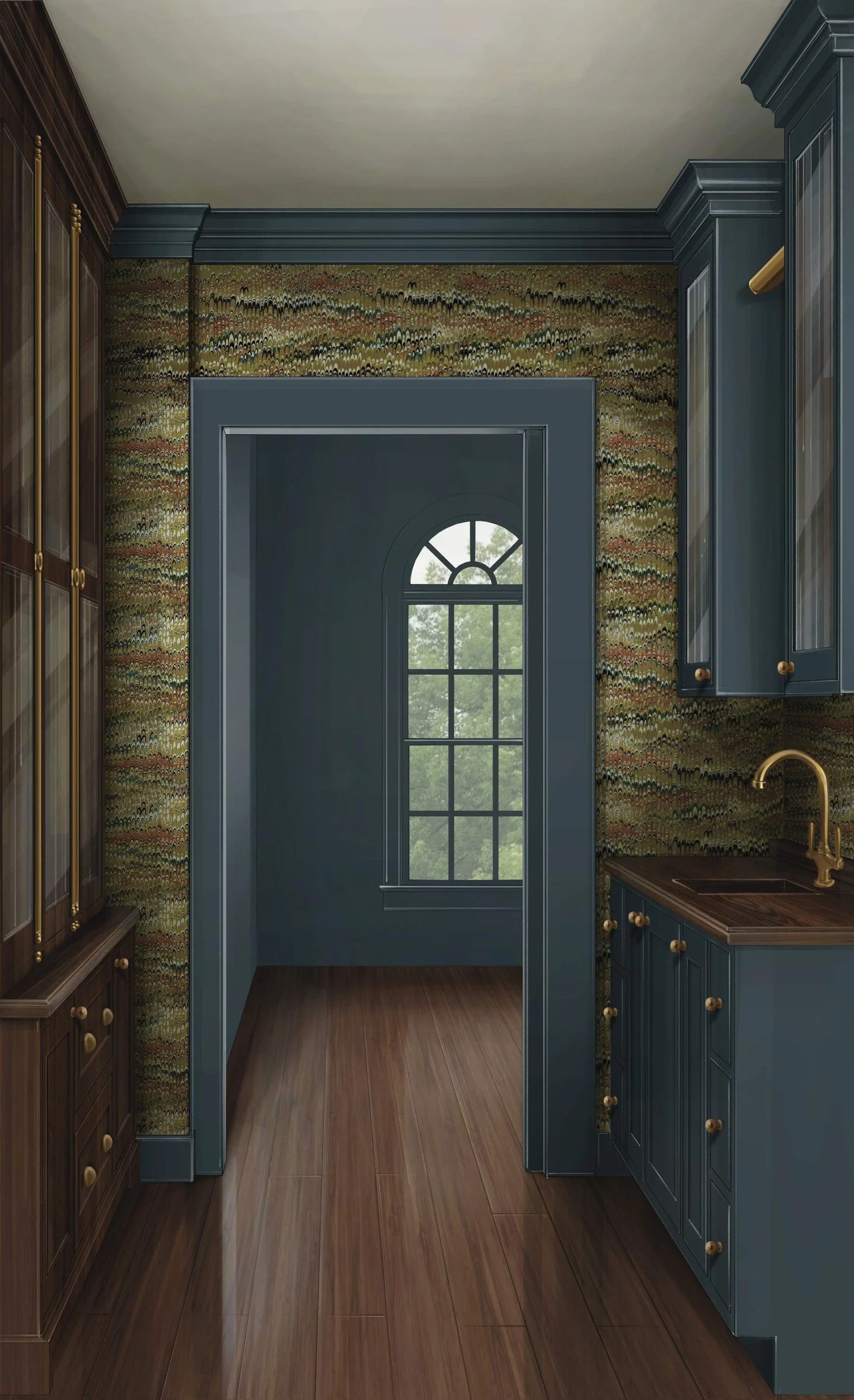 Proof that the best spaces are sometimes hidden. Behind a jib door, this pass-through will soon be a bold, color-filled home bar with plenty of personality at the #cdsmiddleburgproject.⁣
.⁣
.⁣
#chouxdesigns #homebar #jibBar #jibdoor#interiordesignins