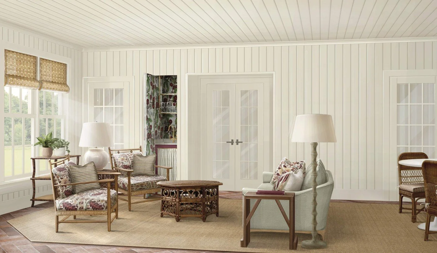 Can you spot the jib bar bursting with color that will be stocked to water both the plants and the humans 🥃 ?  Swipe to see the palette we have planned. #cdsmiddleburgproject #sunroom⁣
⁣
Interiors: @chouxdesigns⁣
Architecture: @clitesarchitects⁣
Bui