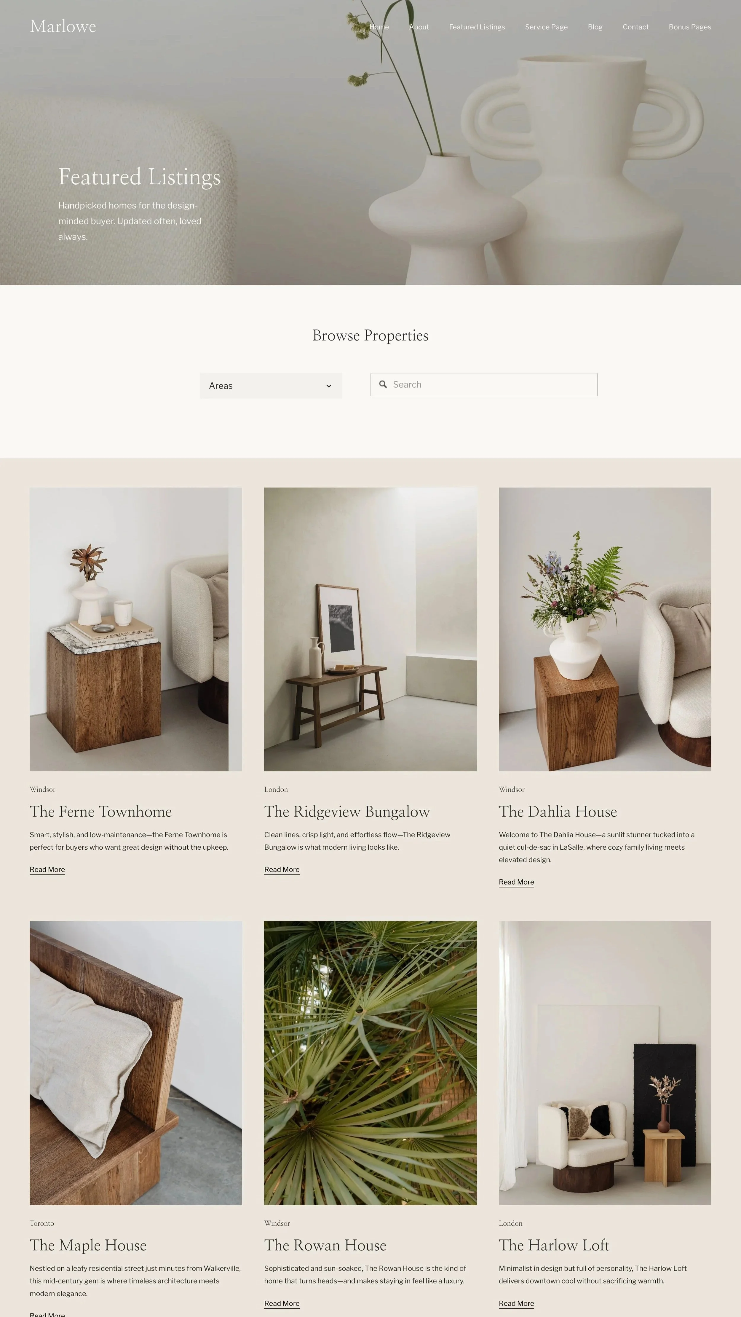 Listings Page