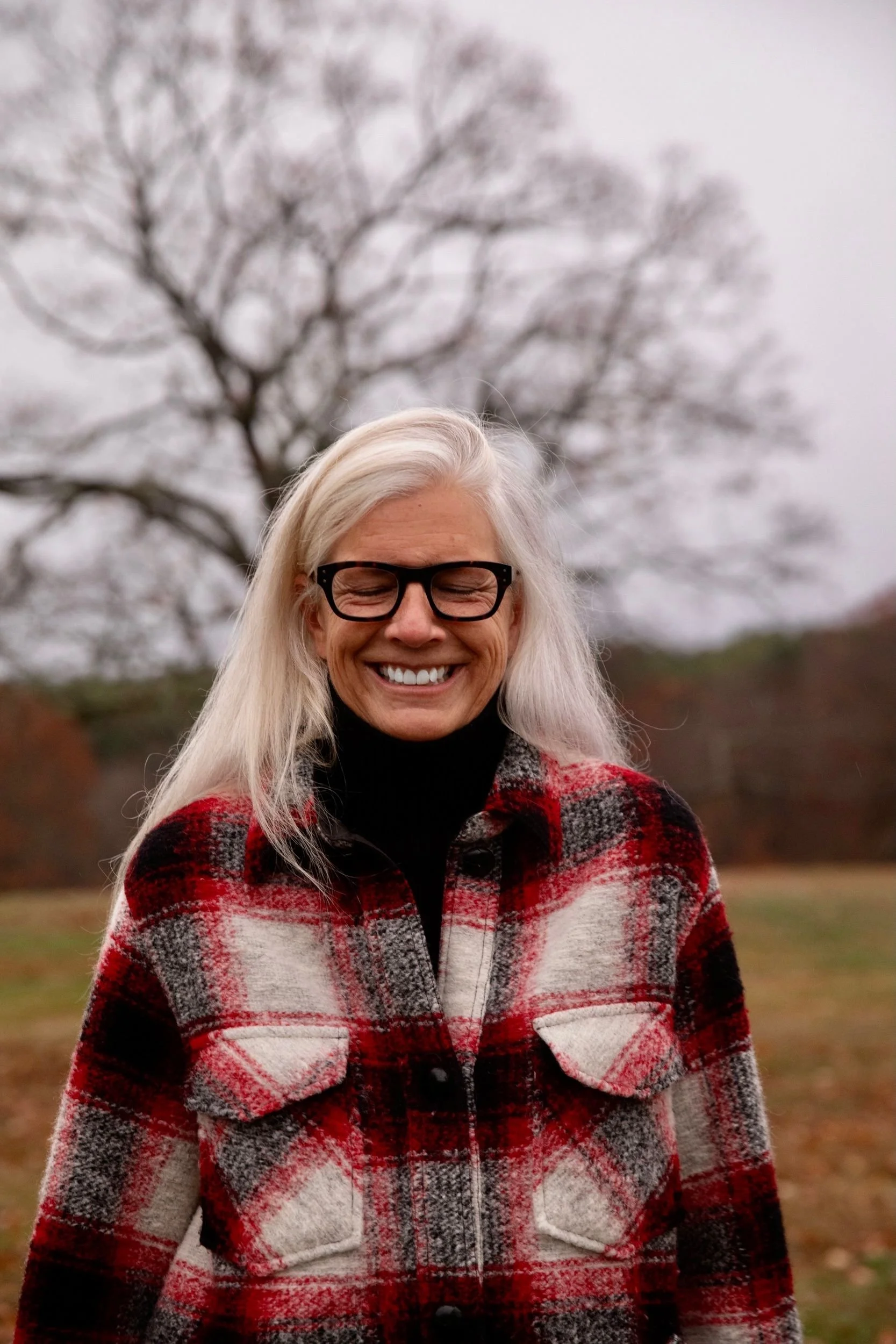 Libby DeLana on a walk in the woods