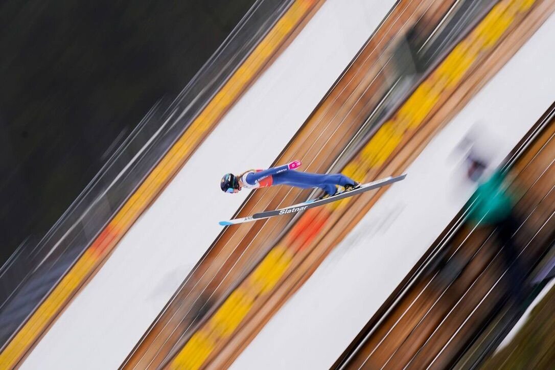  Tara Geraghty-Moats jumping during 2021 World Championship women’s nordic combined individual Gundersen HS106/5km, in Oberstdorf, Germany.  Photo Source: NordicFocus 
