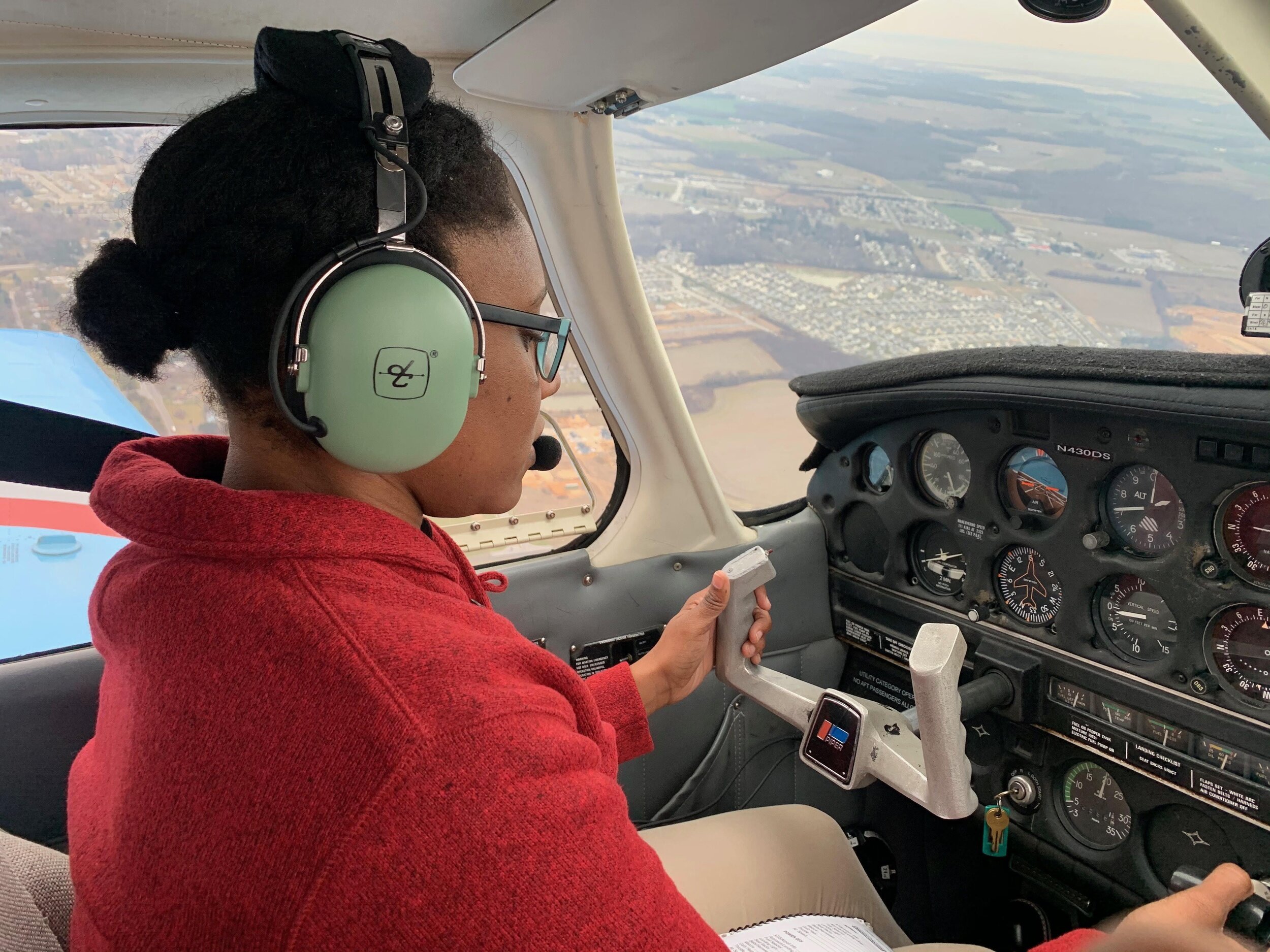 Meagan Davis learning to fly a plane