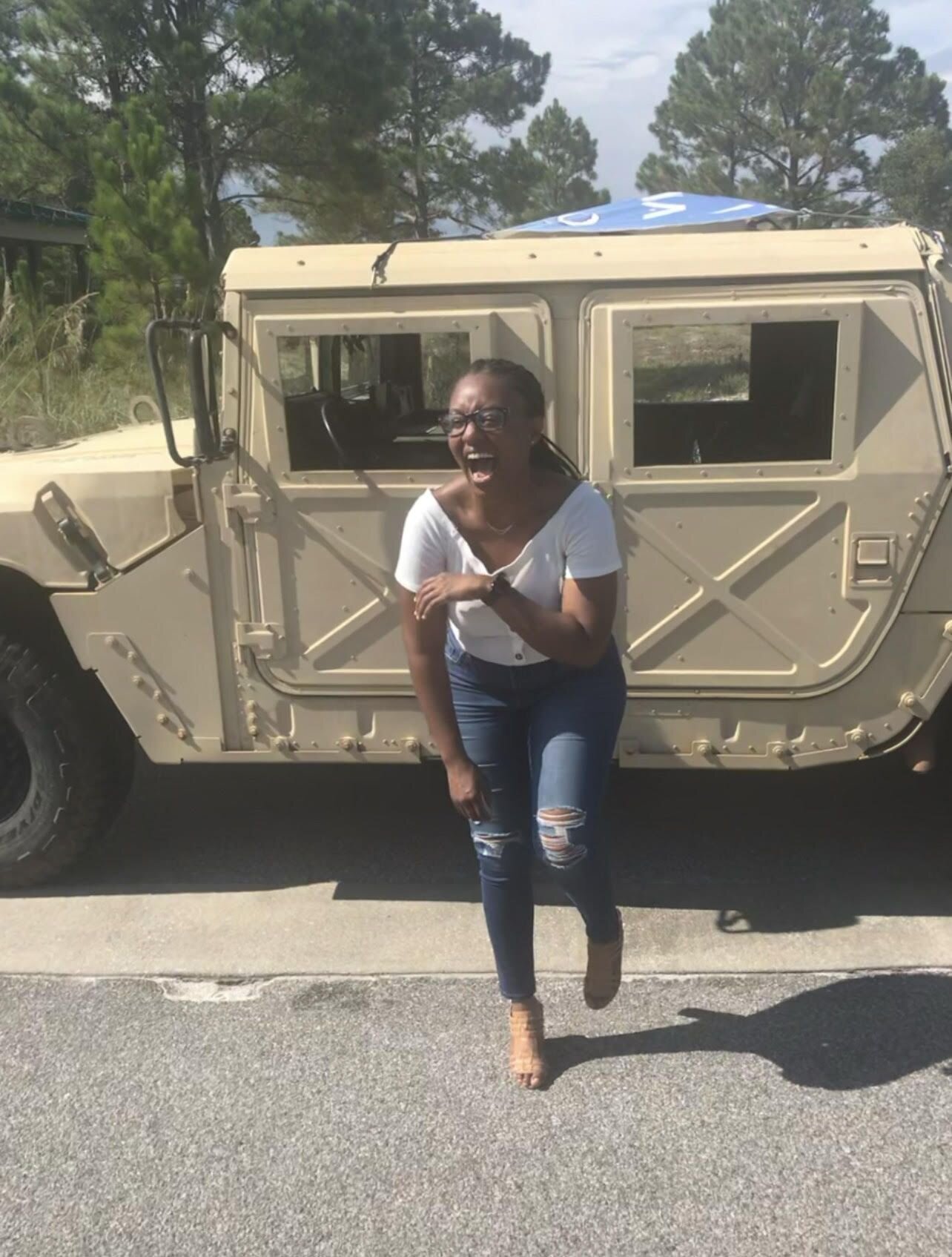 Meagan Davis with Humvee Champlaining