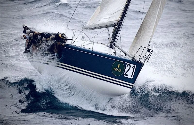Linda Racing in Sydney 2005 Farr- hiking in breeze 2.JPG