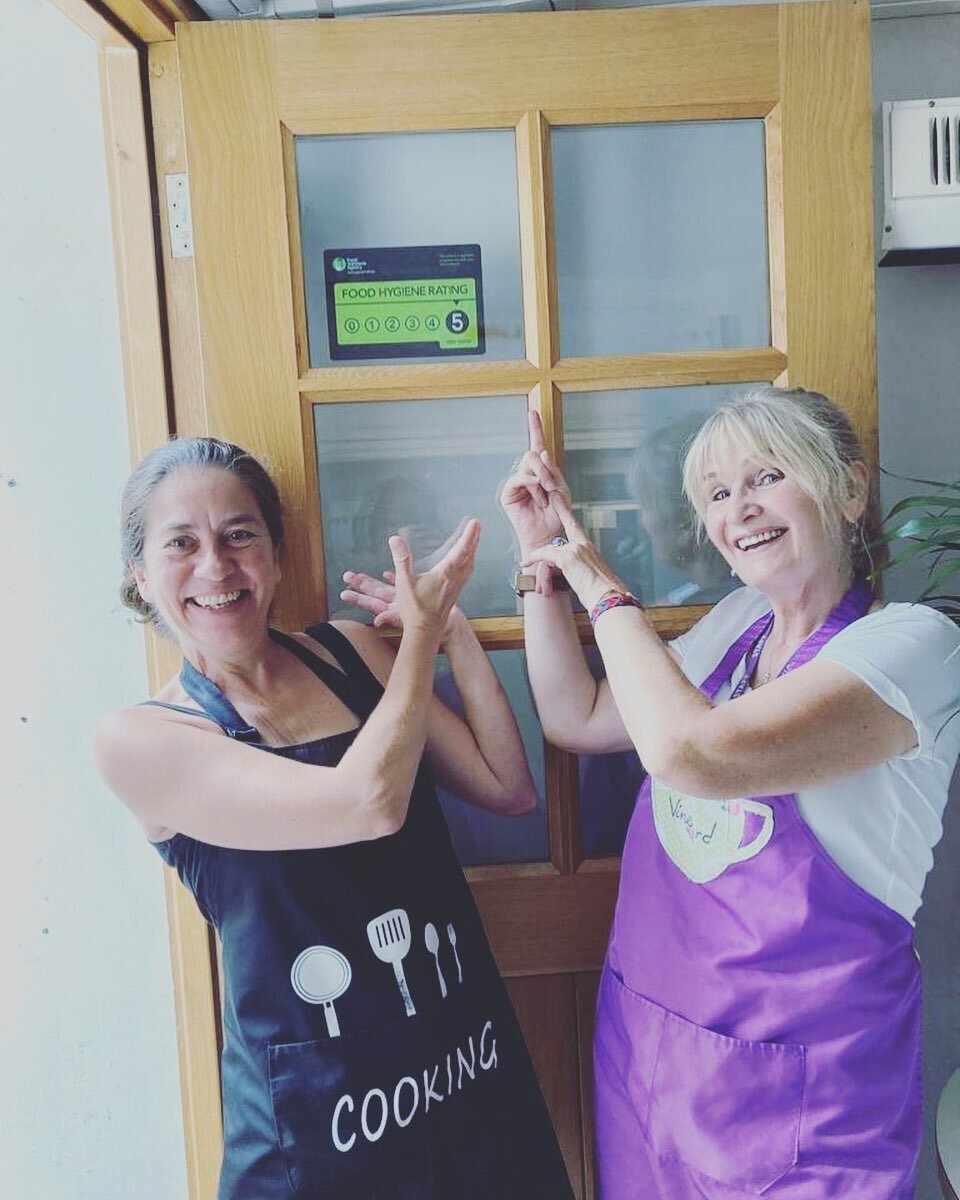 Our Chef Kim and Caf&eacute; Supervisor Angie proudly standing with our newly awarded Level 5 Food Hygiene Rating 🎉 You are welcome to visit our community caf&eacute; every weekday afternoon from 12:30pm - 4.30pm where we serve a fresh daily lunch m
