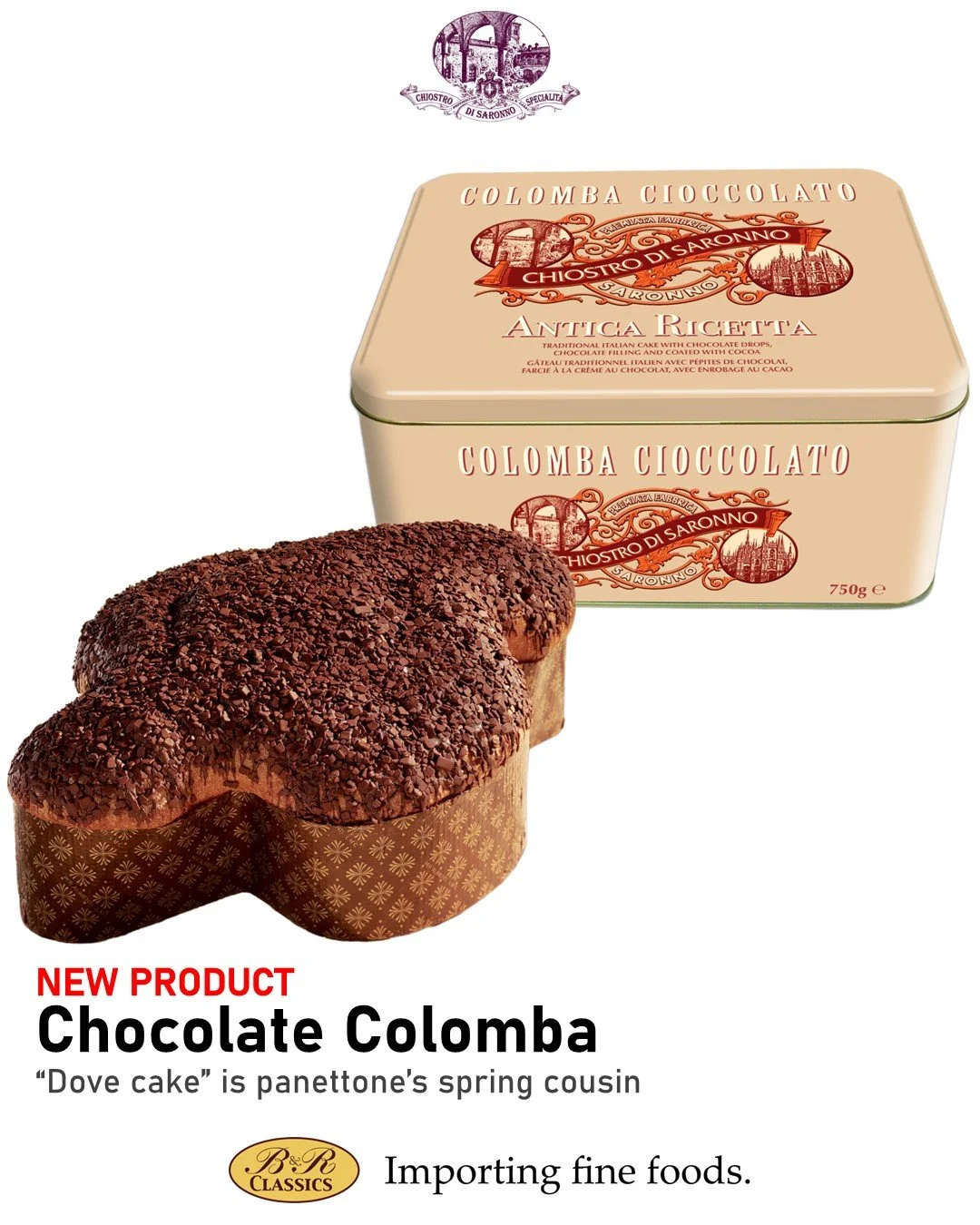 JUST ADDED: Chocolate colomba! Chiostro Di Saronno, famous for their holiday panettone, also makes this spring cake. SWIPE get a closer look at the delicious chocolate coating!
Colomba, Italian for "dove," is part of Italy's culinary Easte