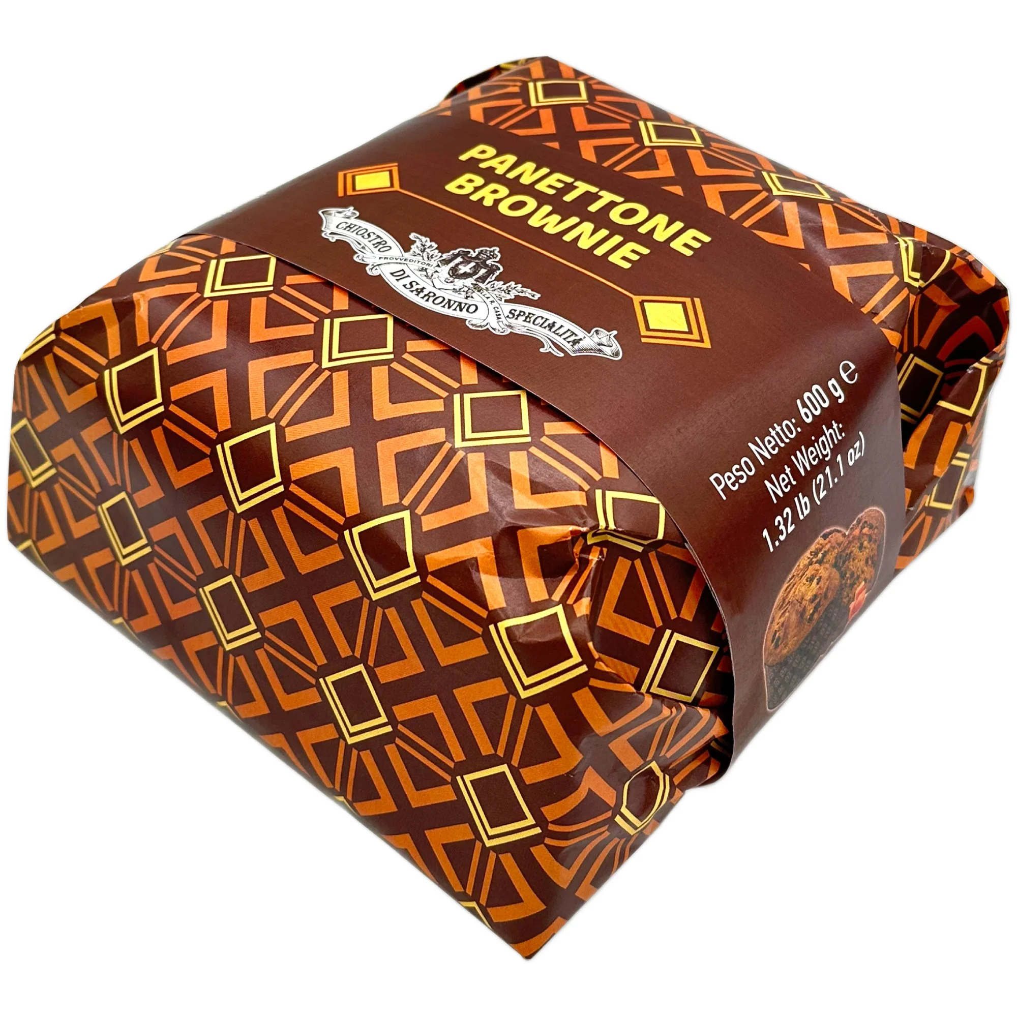 DPANEBRO600 Brownie Panettone Hand Wrapped 600 g