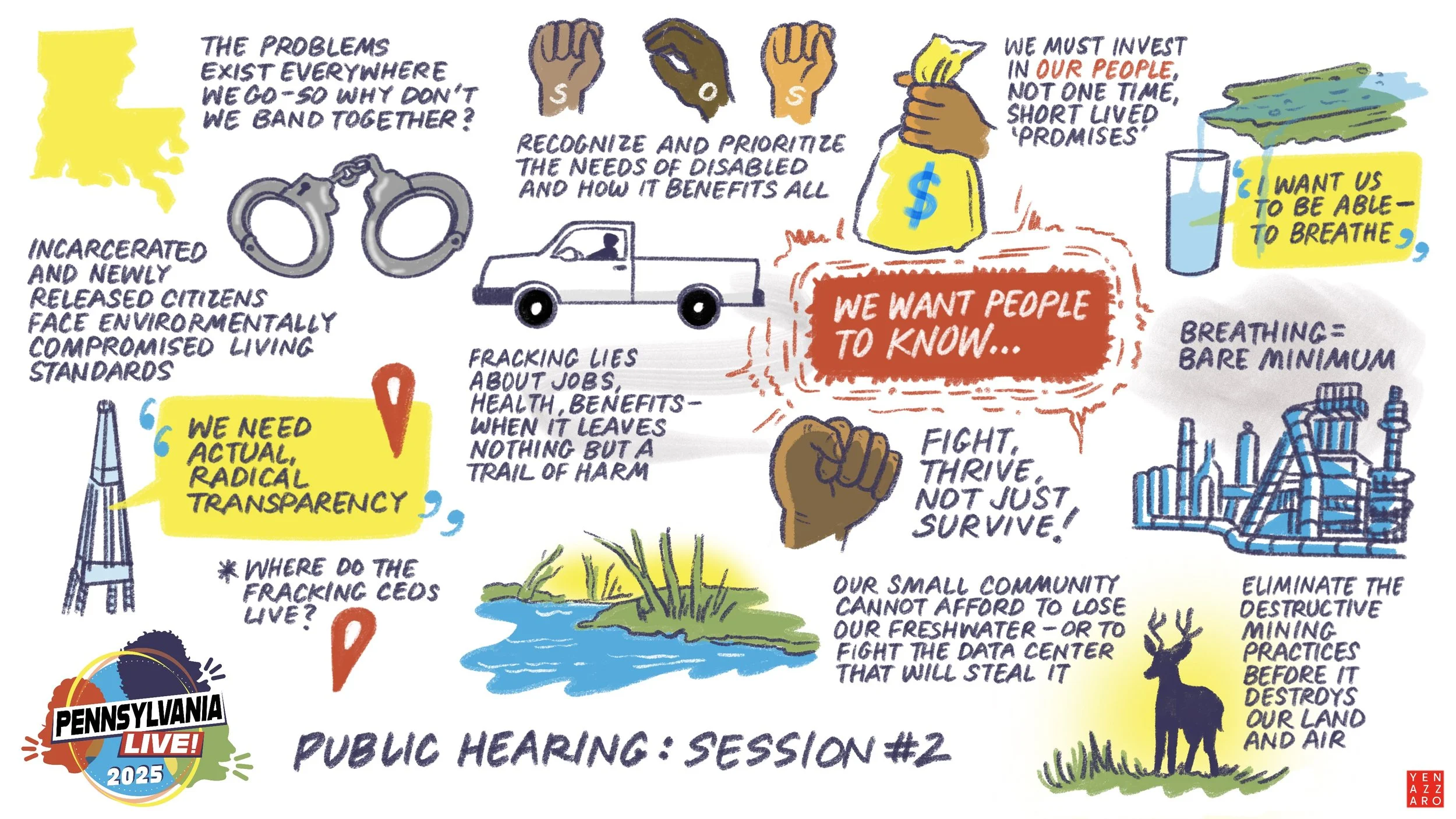 Public hearing in Pittsburgh, PA, graphic recorder Yen Azzaro
