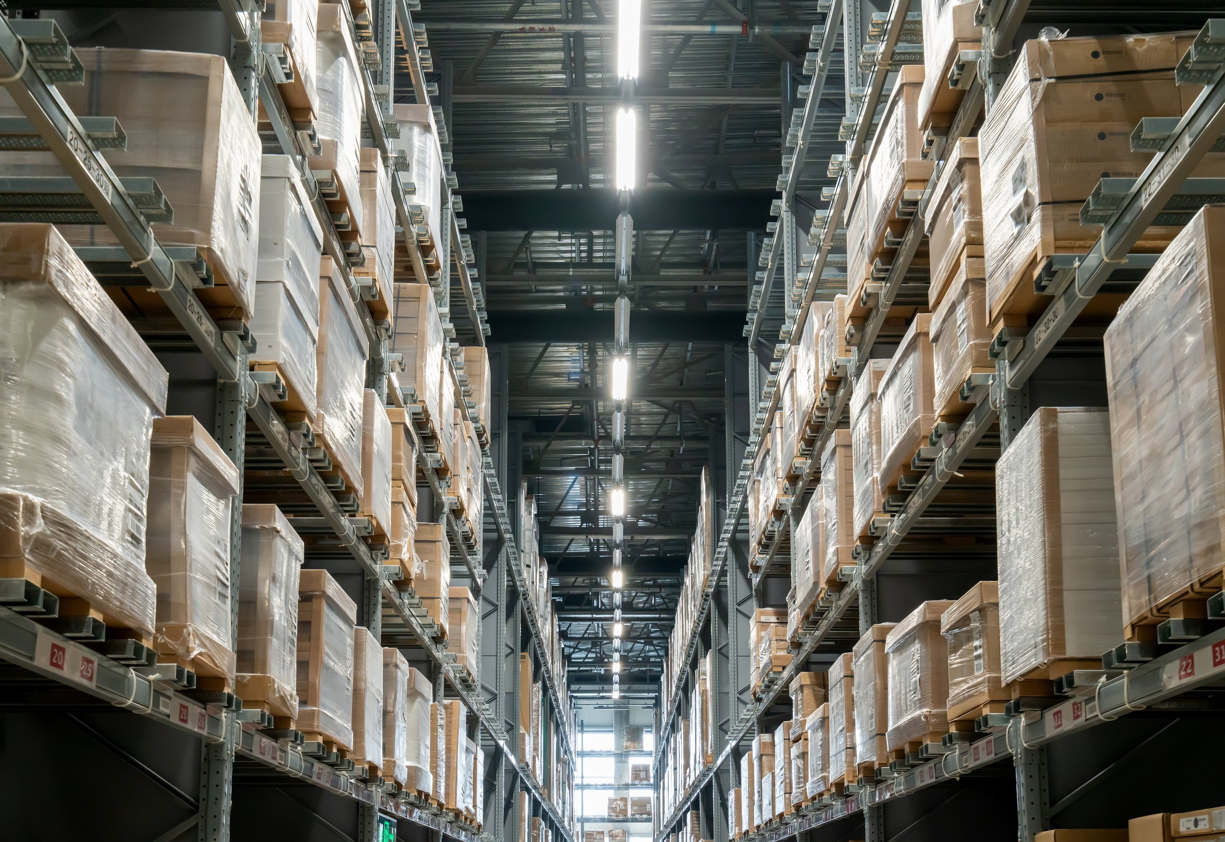 Wholesale distribution center with pallets of building materials
