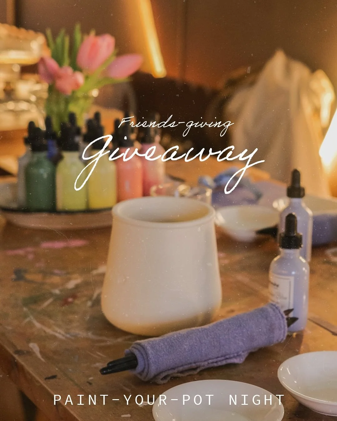 🎨 FRIENDS-GIVING GIVEAWAY 🖌️

It&rsquo;s the season of giving&hellip; and we&rsquo;re feeling extra thankful!

To celebrate Friends-giving and The Art of Indulging, we&rsquo;re inviting 25 winners + their bestie for a night of pot painting and pure