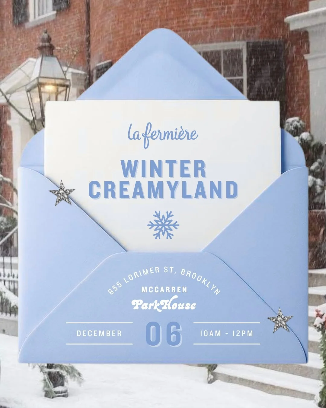🎄 Join Us for Winter Creamyland at McCarren Park! ❄️
&nbsp;
This Saturday, December 6, at Parkhouse in McCarren Park, from 10:00 AM to 12:00 PM, La Fermi&egrave;re is celebrating the holiday season with our Brooklyn neighbors - and you&rsquo;re invi