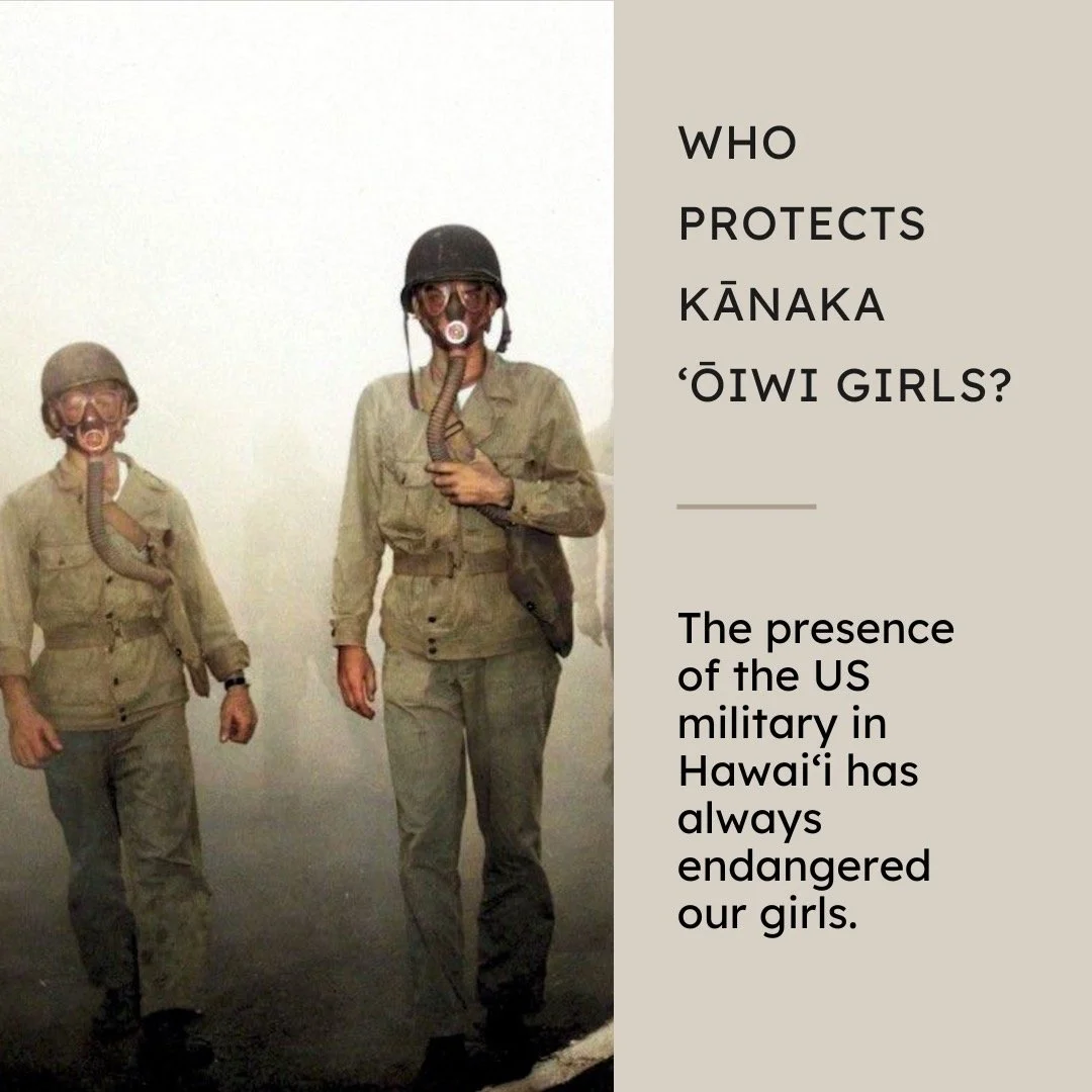 The presence of the US military in Hawaiʻi has always endangered Kānaka ʻŌiwi girls. Mahalo to @oahuwaterprotectors for preparing a safety resource kit for the upcoming RIMPAC event (bit.ly/rimpacsafety). This moʻolelo (story) demonstrates how soldie