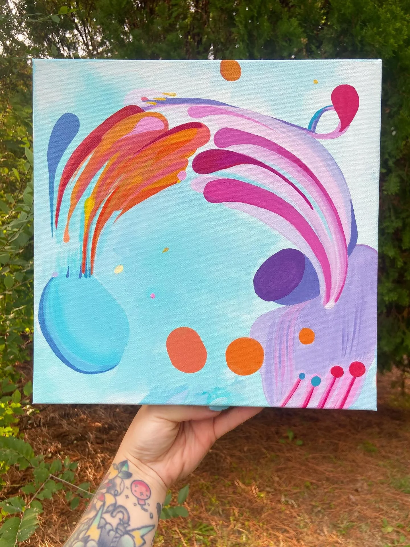 “I Think We Should Be Friends”, acrylic on canvas, 12” x 12”, 2025 
My contribution to @ovac_ok ‘s 12 x 12 fundraiser event happening THIS Friday, October 3rd, from 7-10pm at the OKC Farmer’s Market.
This piece w