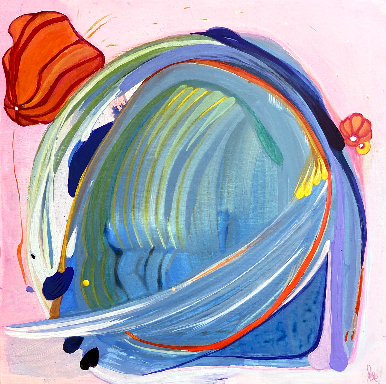 "Oklahoma Tropics", 12" H x 12" W, acrylic and colored pencil