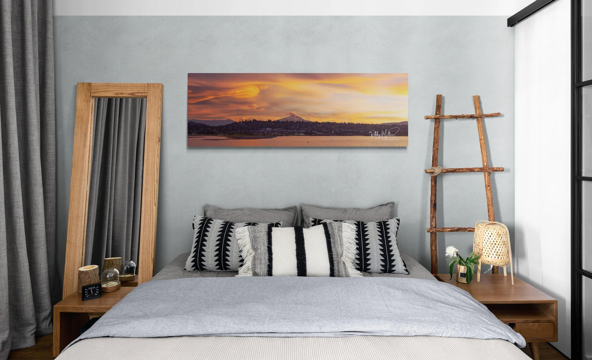 Lenticular_Sunset_Over_Hood_River_boho-style-bedroom.jpg