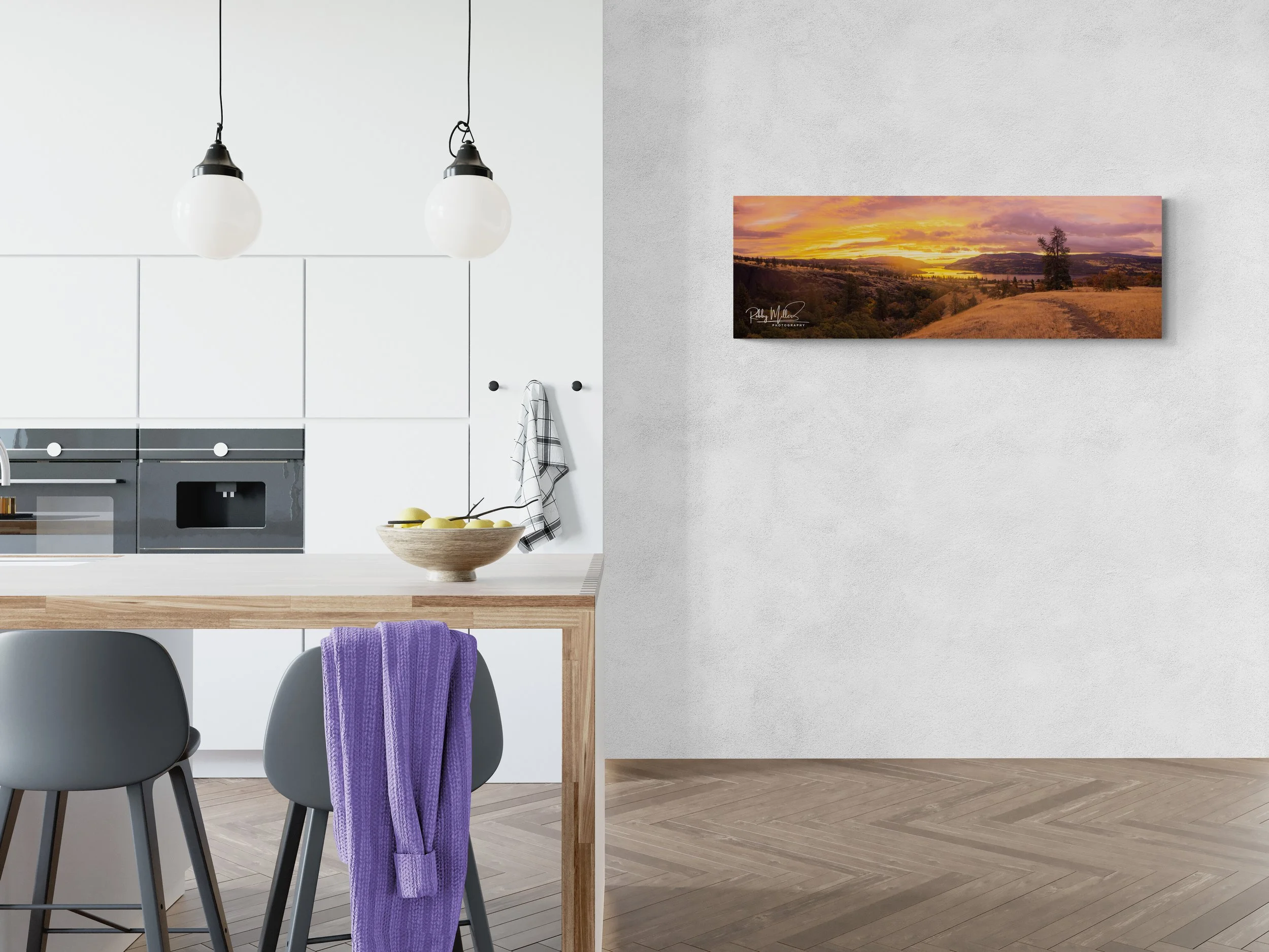 Sunrise_at_Catherine_Creek_feature-wall-next-to-modern-kitchen.jpg