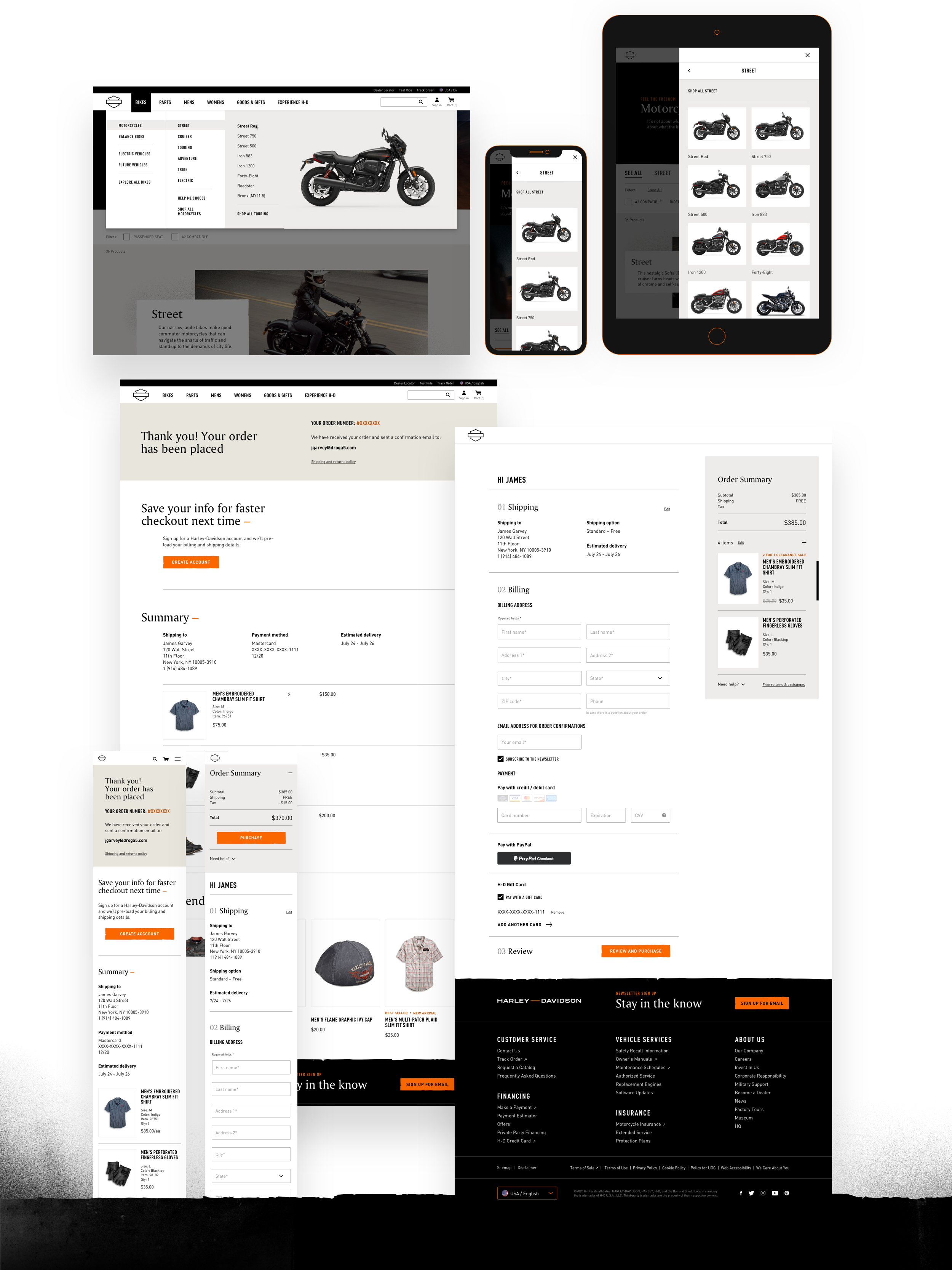 Harley-Davidson Checkout and Navigation