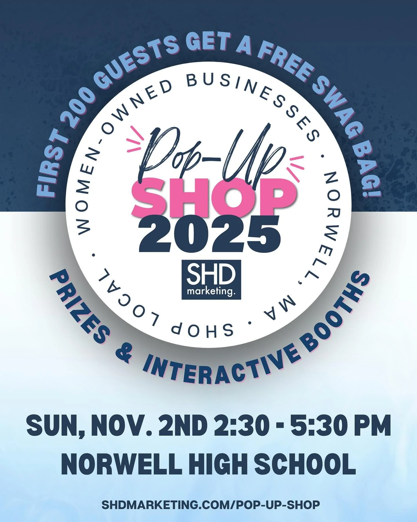 We are just 4.5 weeks away from the South Shore Women-Owned Business Pop-Up Shopping event! Mark your calendars for a great afternoon featuring:
90+ Women-Owned Businesses showcasing their services
Music, Prizes, and Games
Tons of interactive booths 