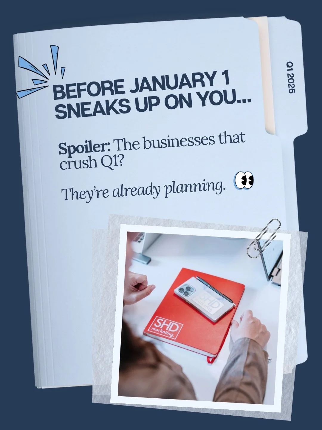 2026 is closer than you think 👀
And the businesses that crush Q1?
They&rsquo;re already planning NOW.

If you want to start the new year confident (not chaotic) here&rsquo;s your game plan: review, refresh, map out your content, prep case studies, t