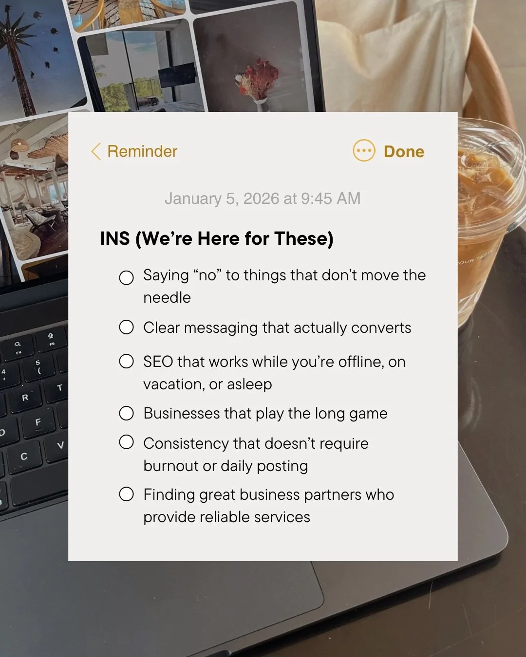 INS &amp; OUTS for 2026 👀
Less noise. More intention. Better results.

If your marketing feels busy but not effective, 2026 is the year to simplify, strategize, and scale smarter.

Save this for planning season&hellip;and let&rsquo;s build a marketi