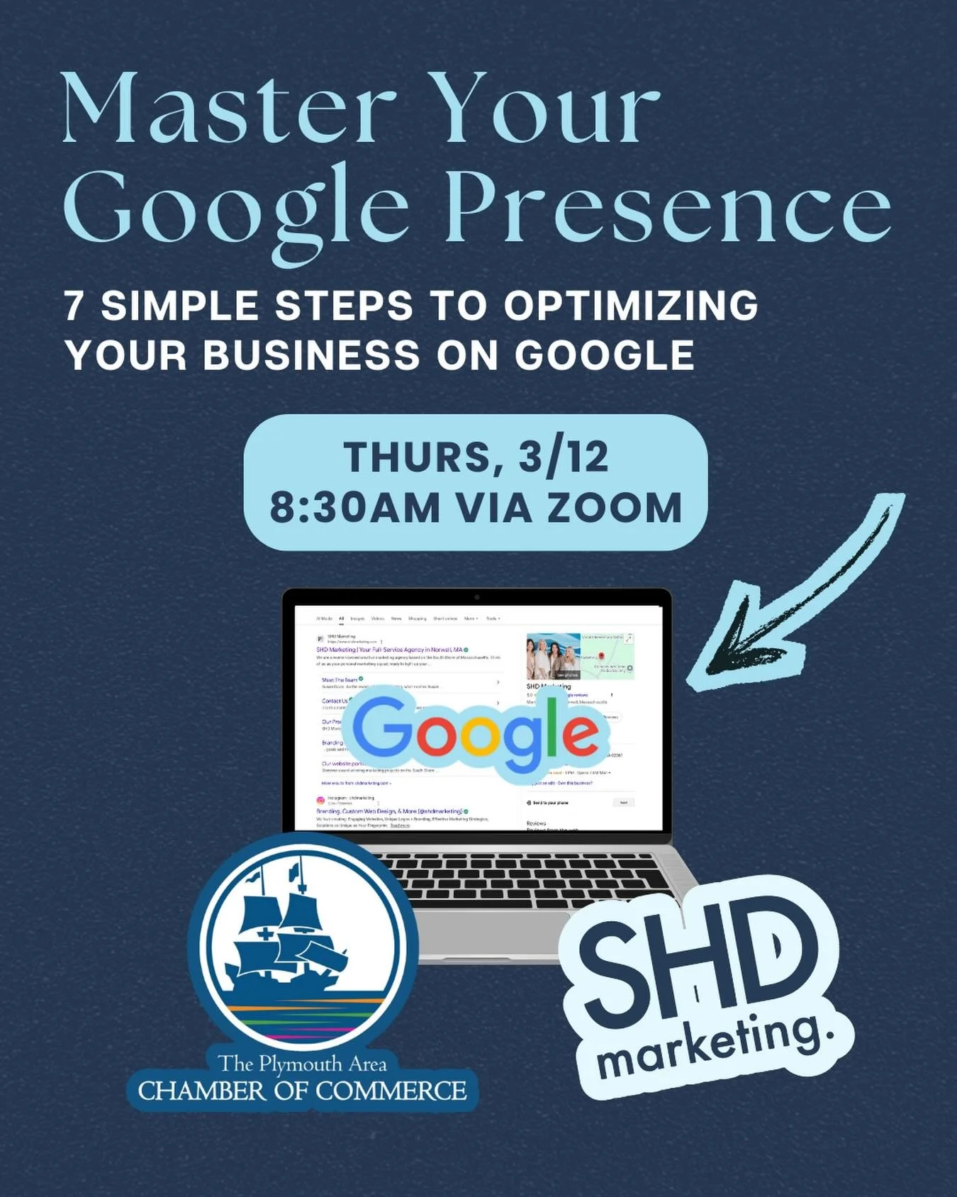 We&rsquo;re teaming up with the @plymouthareachamberofcommerce &mdash; and you&rsquo;re going to want in on this one.

On March 12th at 8:30AM, SHD Marketing is hosting a free Zoom training walking South Shore business owners through 7 Simple Steps t