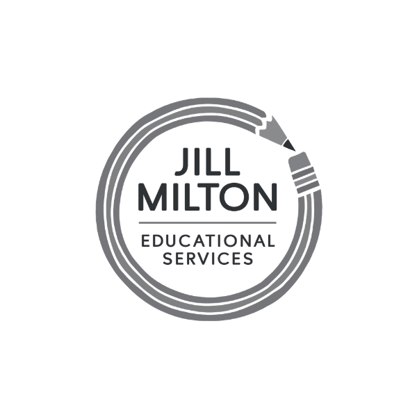 Logo for Jill Milton Educational Services featuring a circular design with a pencil icon and text.