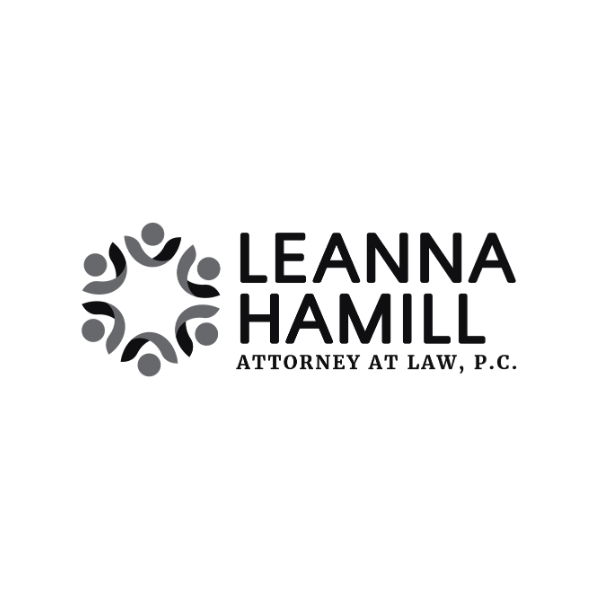 Logo for Leanna Hamill, Attorney at Law, P.C., featuring stylized figures forming a circle