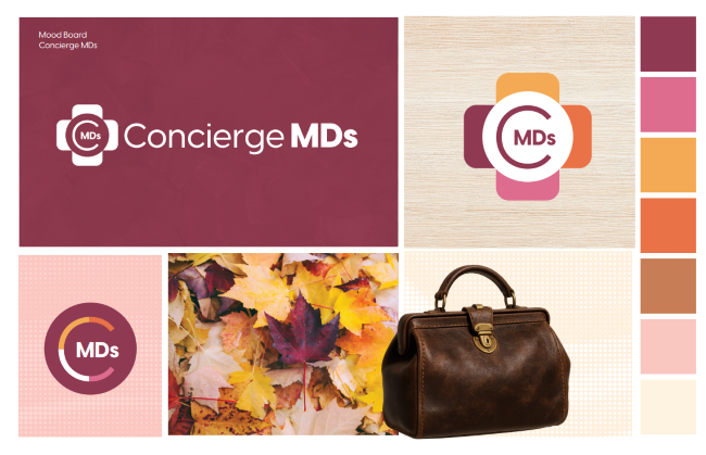 Colors and textures for Concierge MDs Concierge Medical Practice in Hanover designed by SHD Marketing