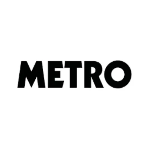 Bold black text spelling 'METRO' on a white background.