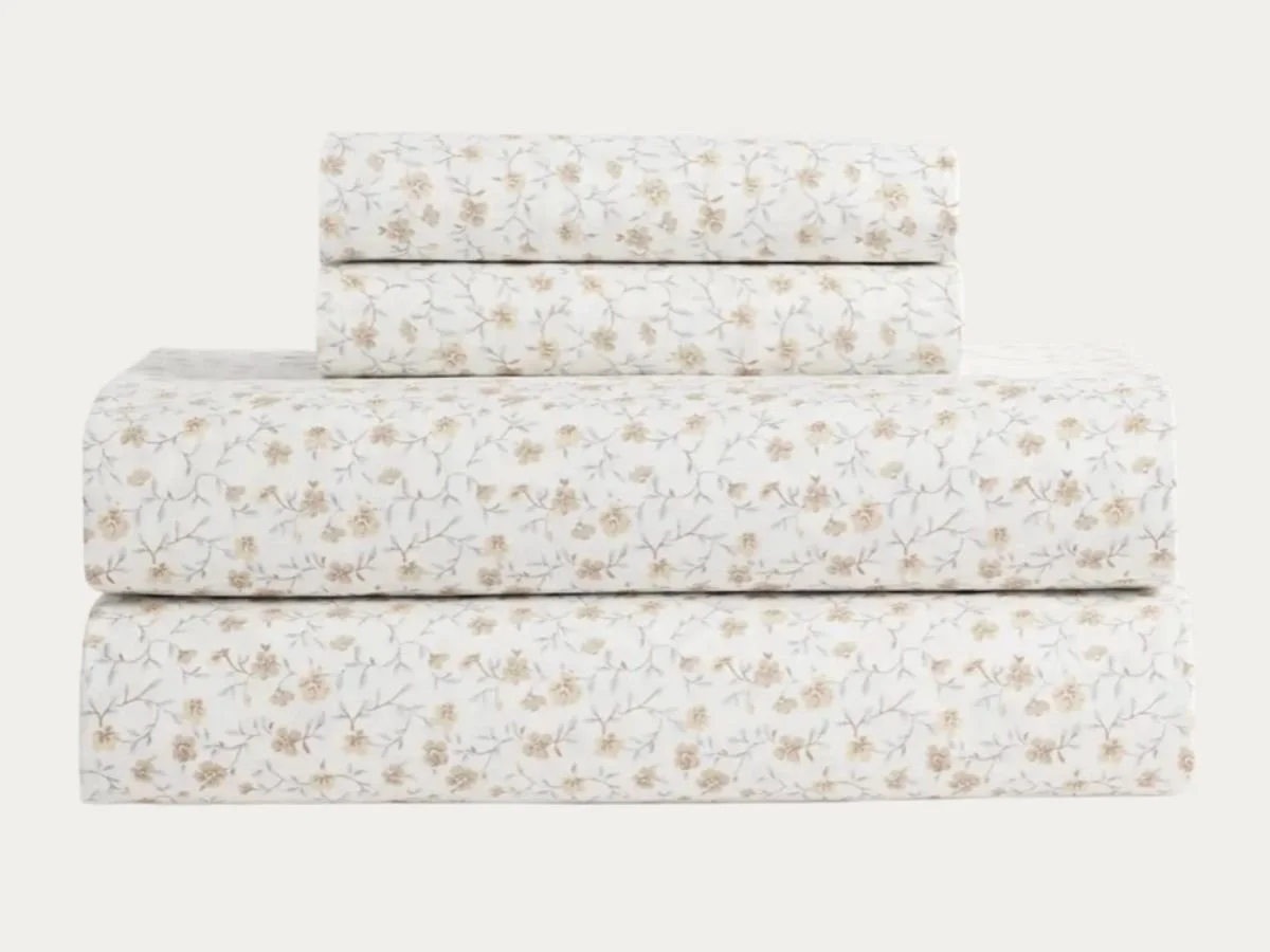 Floral organic percale sheet set from Quince