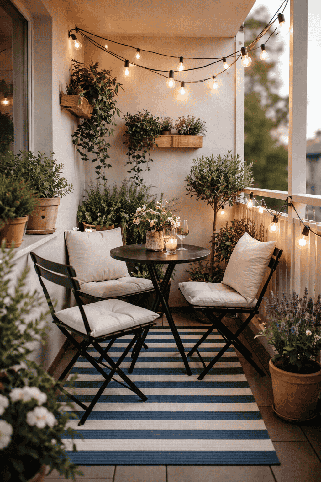 Small Porch Decorating Ideas: Blue, White and Wicker for Tight Spaces