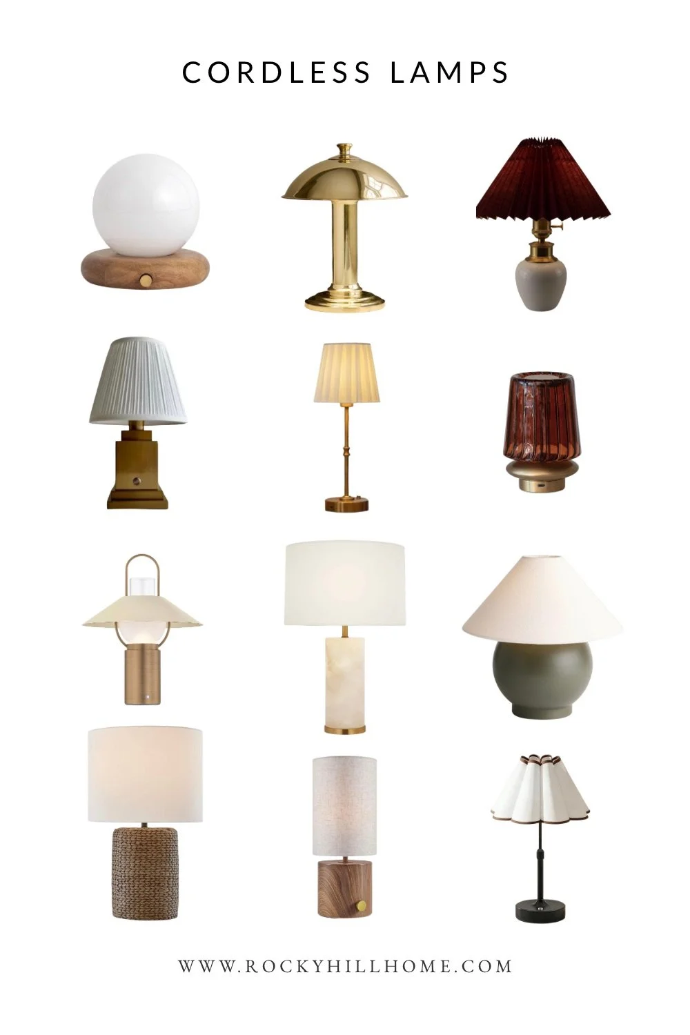 Infographic showing the 12 best cordless lamps