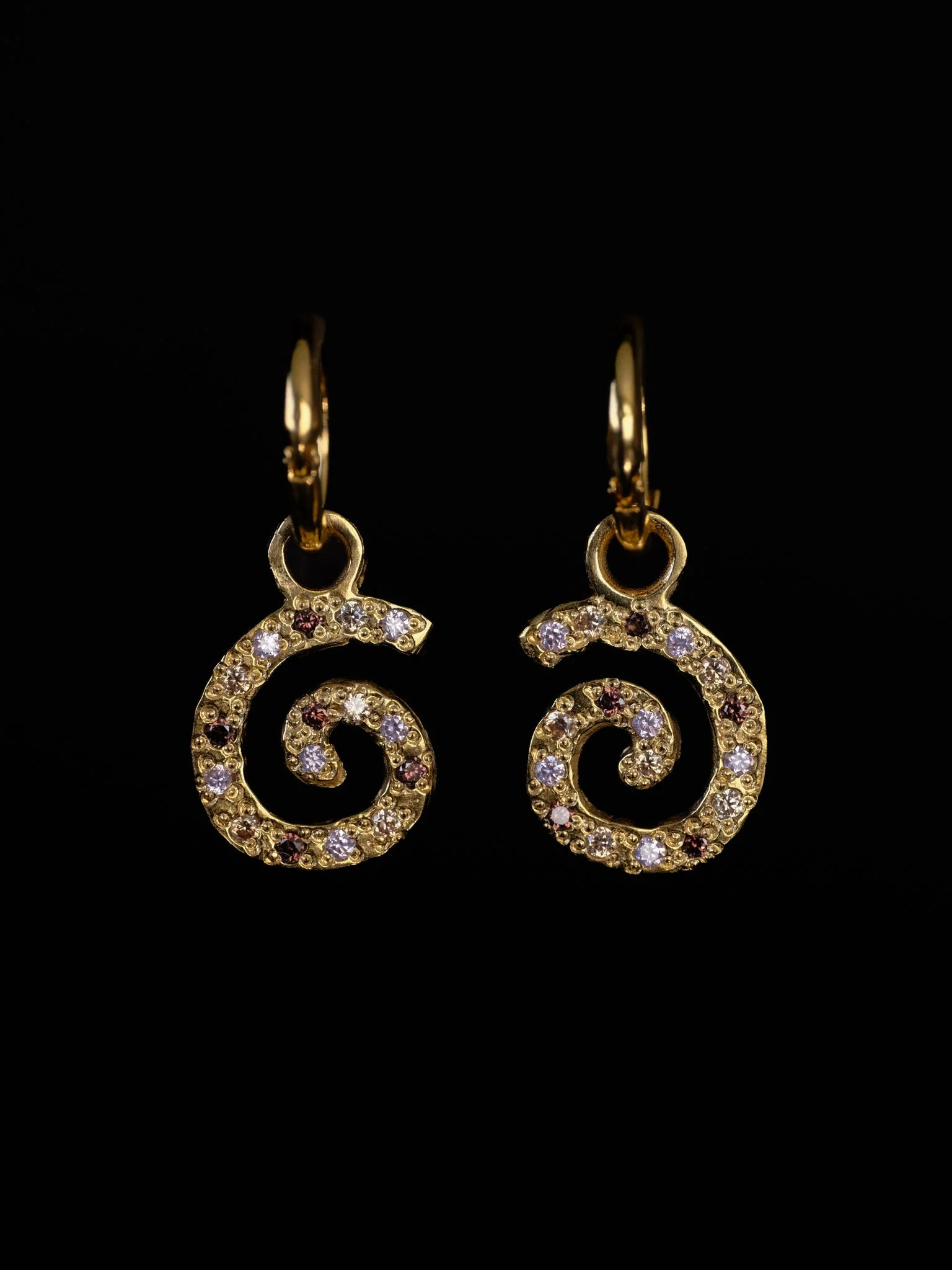 Little Golden Snail Earrings - Gems