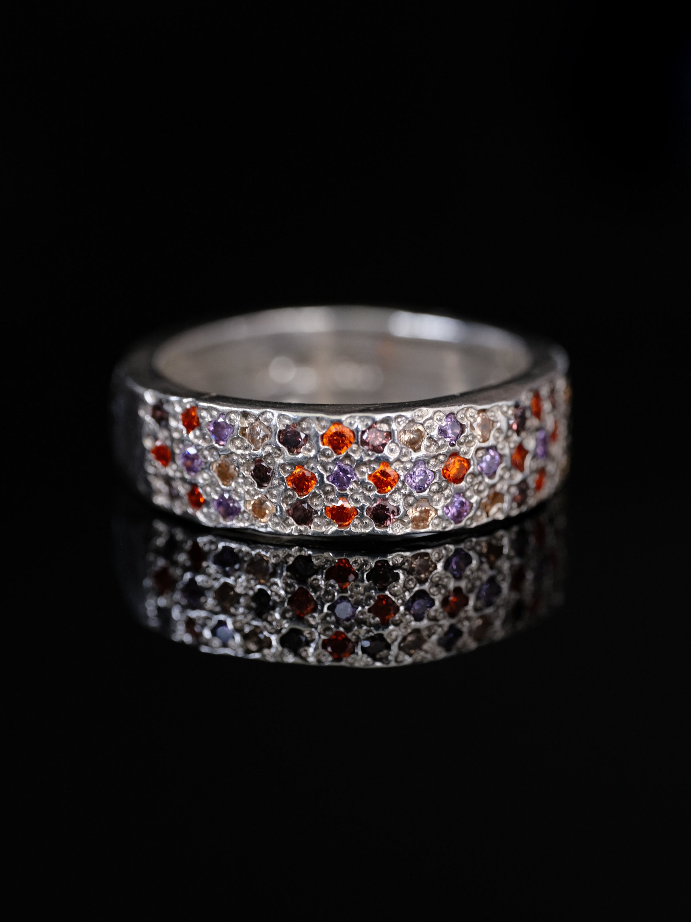 Triple Dot Ring - Orange, Brown, Purple, Peach