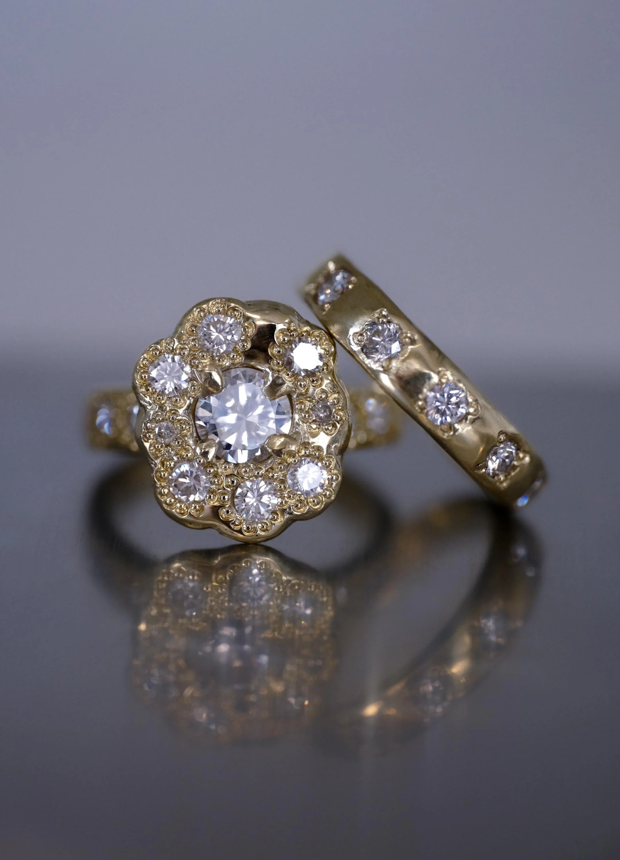 Studded with diamonds set