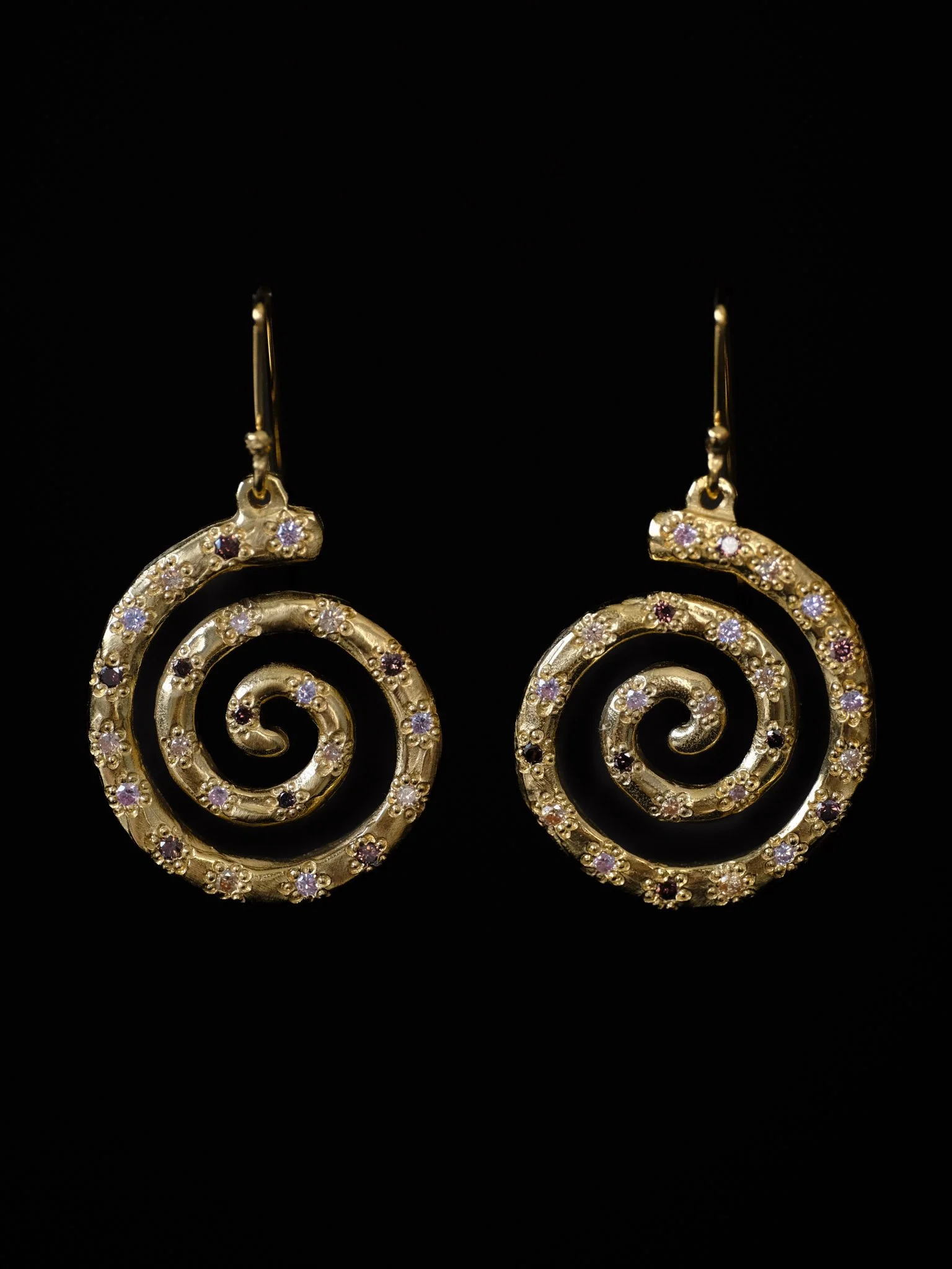 Golden Spiral Earrings - Gems