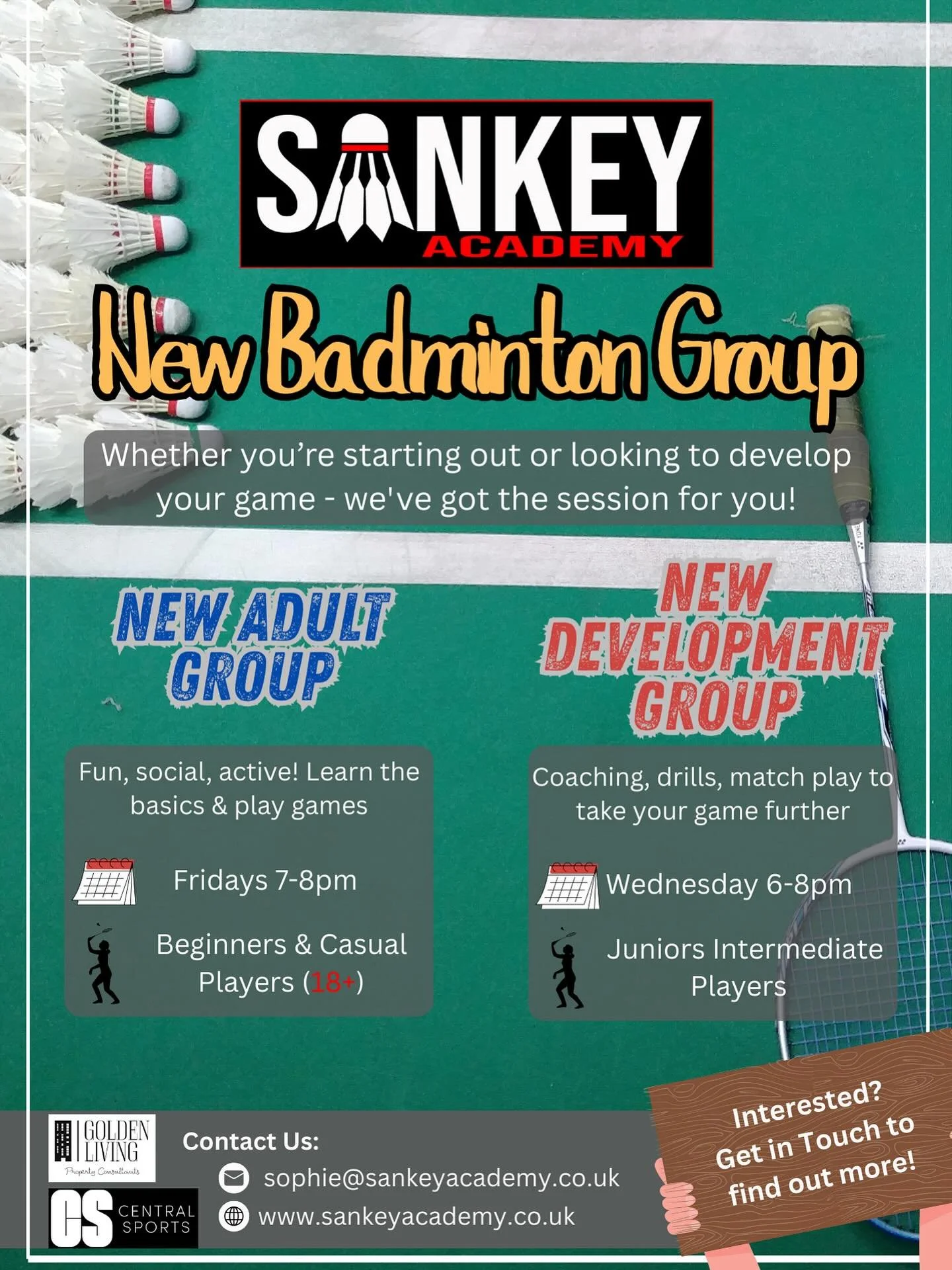 🚨 NEW BADMINTON GROUP ALERT! 🚨
Whether you&rsquo;re just starting out or looking to level up your game &ndash; we&rsquo;ve got the perfect session for YOU! 💪✨

👉 New Adult Group (18+)
📅 Fridays | ⏰ 7&ndash;8pm
Fun, social &amp; active! Learn the