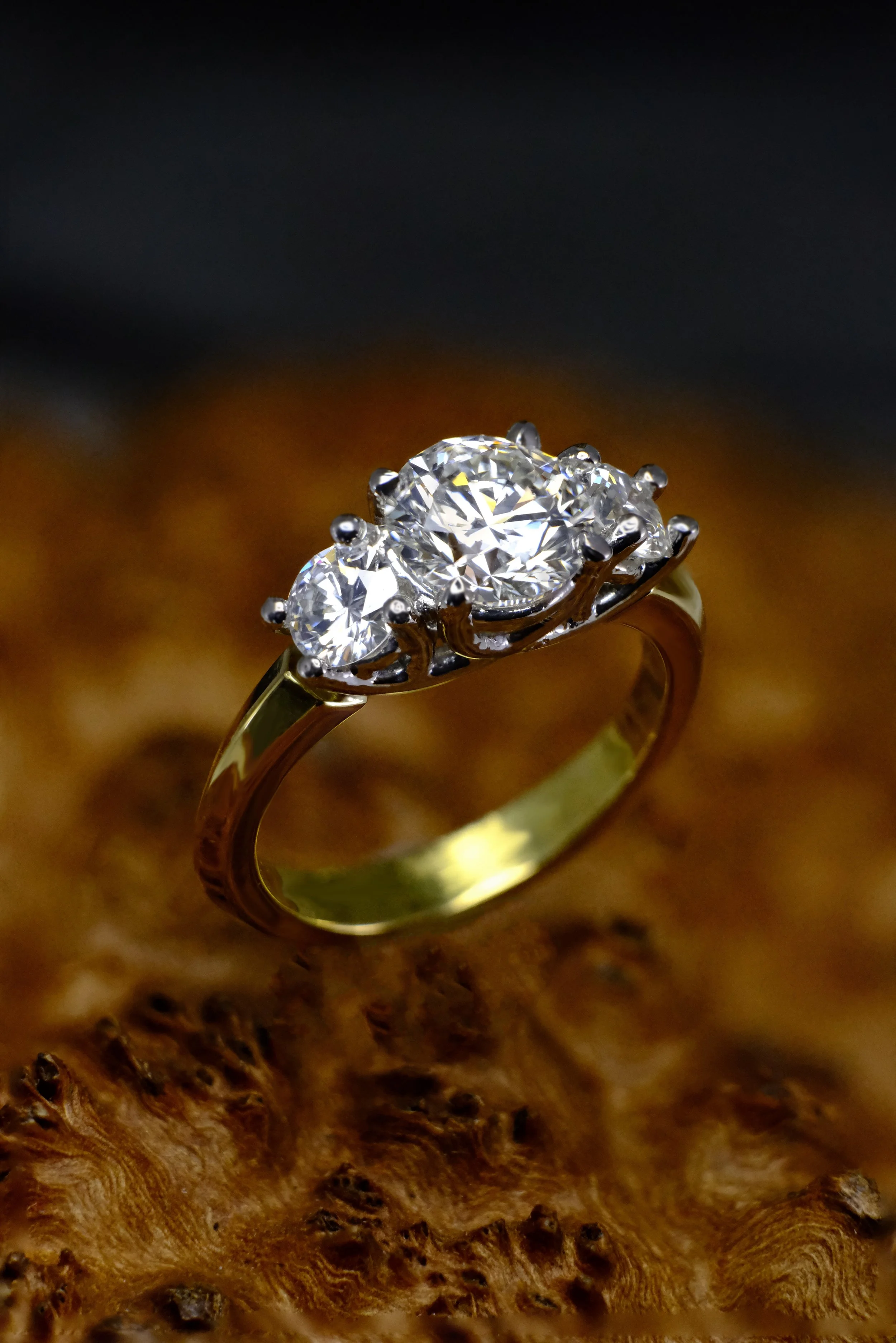 Through- Stacked - Smudge Diamond 3-Stone Platinum & 18k YG Ring Kendra Remington.jpg